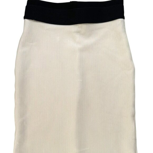 NWOT ! WOMEN's BCBGMAXAZRIA FITTED BLACK CREAM PENCIL PULL ON SKIRT XXS - Picture 1 of 5